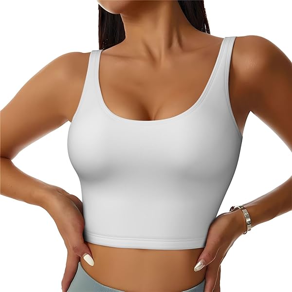 Sports Bras for Women High Support - White Athletic Crop Workout