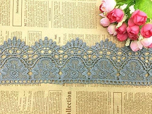 9CM Width Europe Crown Pattern Inelastic Embroidery Lace Trim,Curtain Tablecloth Slipcover Bridal DIY Clothing/Accessories.(2 Yards in one Package) (Grey)