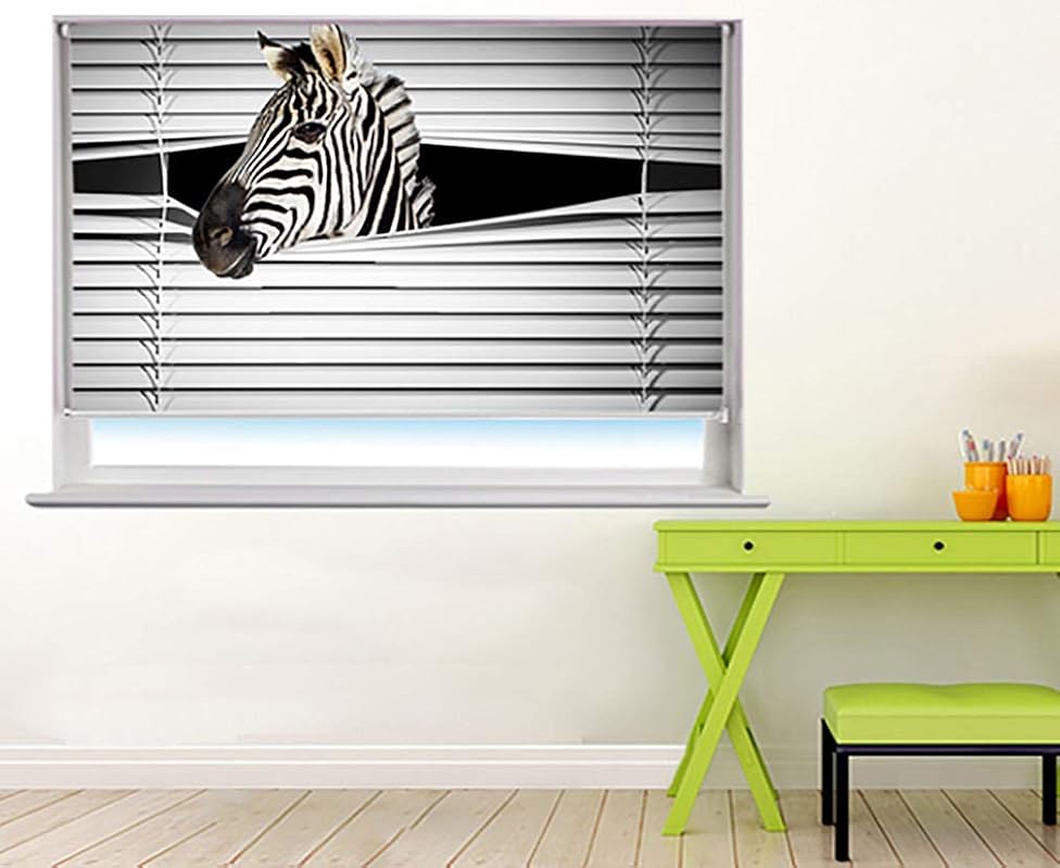 ZEBRA PEEKING THROUGH THE BLIND Printed Picture Blackout