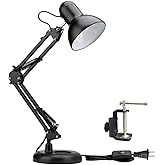 PowerKing Metal Swing Arm Desk Lamps, Adjustable and Flexible, Feading with Base and Clip 2-in-1 Function, Fit E26&E27 Bulbs
