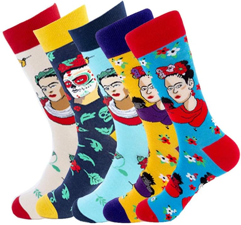 TTD 4-6 Packs Men/Women Colorful Cotton Fun Novelty Dress Socks Casual Crew Socks