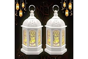 LIFNATTY Eid Mubarak Decorations, Ramadan Lantern Lights 2 Pack, Eid Table Decorations, Eid Decorations for Home, Mini Ramadan Lights, Ramadan Eid Gifts, Ramadan Decorations for Home Party Table Windows