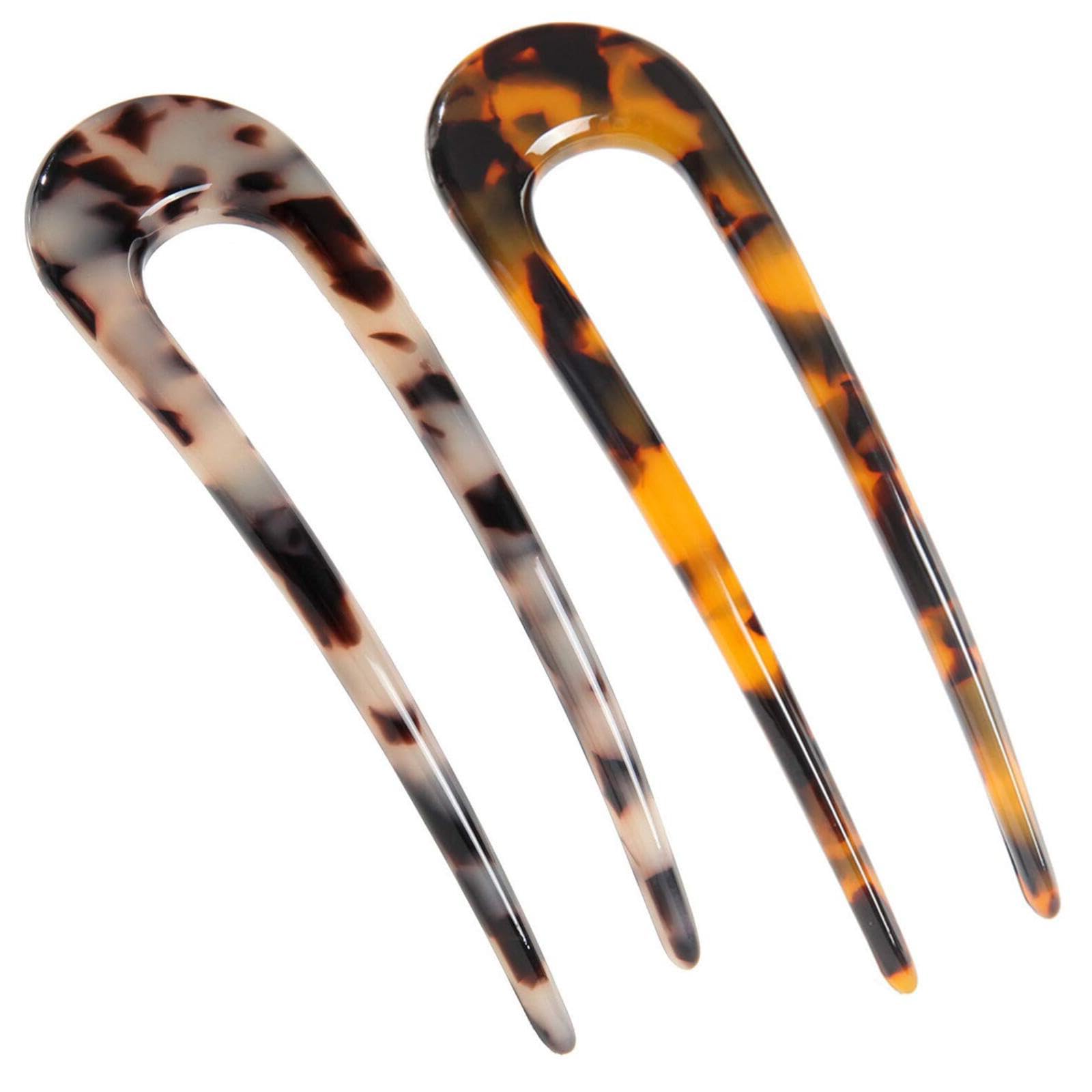 2 Pack Hair Fork French Pins For French Twist U Shaped Hair Pin Fork Sticks 2 Prong Updo Chignon Pin for women