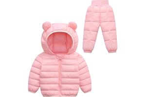 Happy Cherry Baby Toddler Two Piece Snowsuit Winter Down Jacket with Elastic Waist Snow Pants
