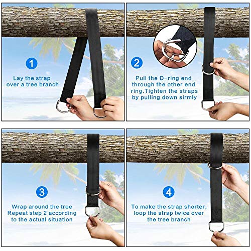 Schaukel Befestigung, Hängematte Befestigung Schaukel Aufhängung Gurt Kit für Bäume geeignet 2 x 150cm, mit 2 Schwerlast… – Bild 7