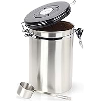 Coffee Canister - Gorgeous Stainless Steel Storage Container with Scoop - Keeps Your Coffee Airtight Fresh and Flavorful…