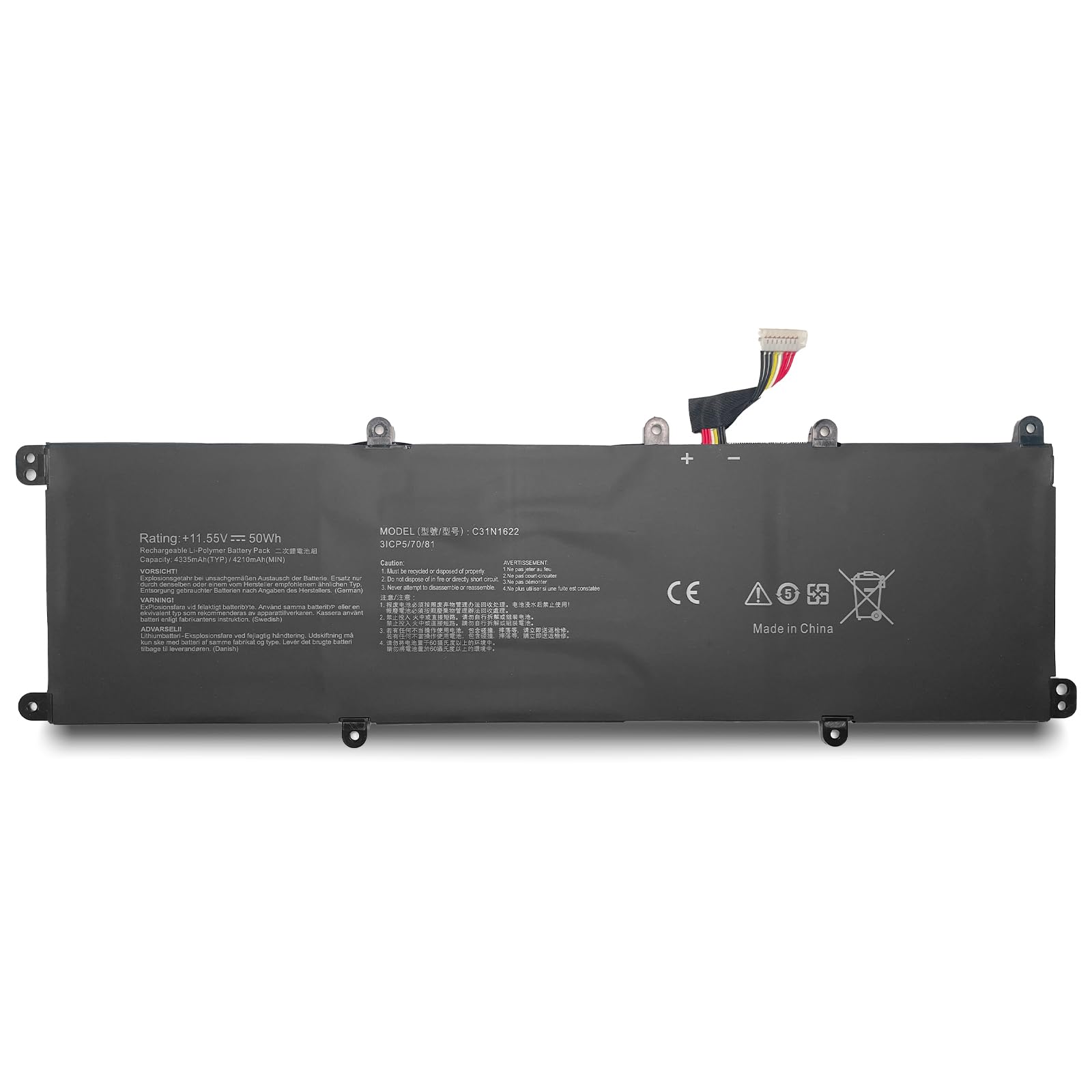 C31N1622 31CP5/70/81 Laptop Battery Replacement for Asus ZenBooK UX3430UA UX530UQ UX530UX UX430UA UX430UN UX430UQ UX530UX-FY027T UX430UN-GV070T UX3430UA-GV348T Series (11.55V 50Wh 4210mAh)