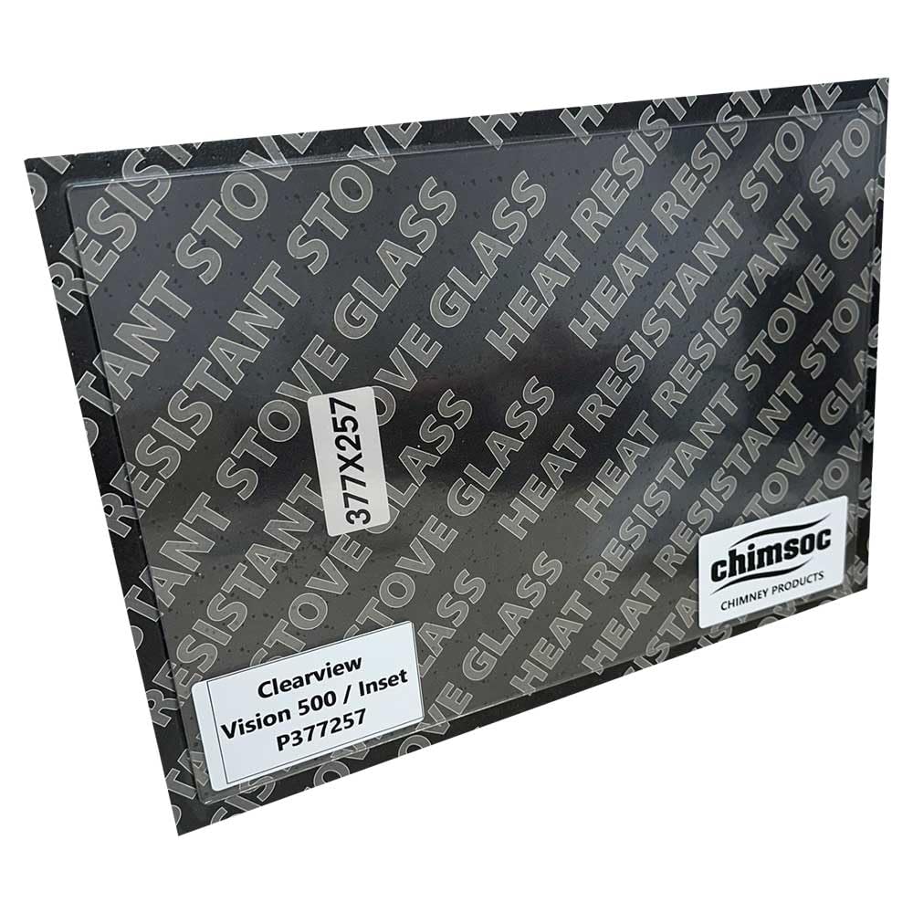 Chimsoc Replacement Stove Glass - Clearview Vision 500 / Inset (377mm x 257mm Rectangular)