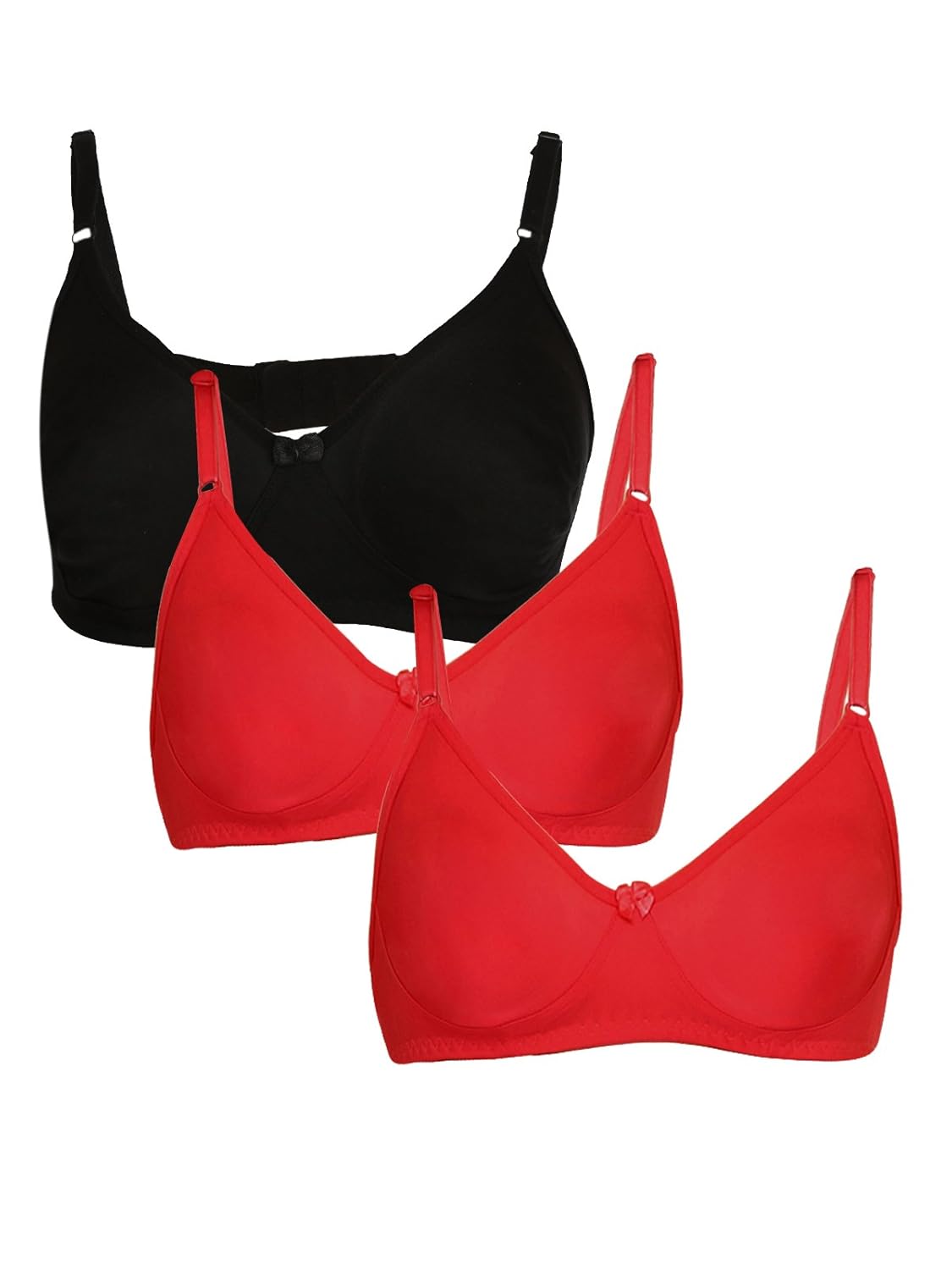 Buy Clovia Women's Pack of 3 Cotton Rich NonPadded Wirefree TShirt