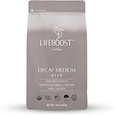 Lifeboost Decaf Coffee Beans, Swiss Water Process Low Acid Organic, 12oz | Fair Trade, Whole Bean, Non-GMO, Single Origin, Third Party Tested for Mycotoxins, Mold &amp; Pesticides