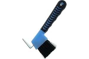 MacMaxe Ergonomic Horse Hoof Pick Brush with Heavy-Duty Rust-Resistant Steel Pick and Durable Nylon Bristles – Ideal for Hoof Care, Easy to Clean, Suitable for Beginners and Advanced Riders (Blue)