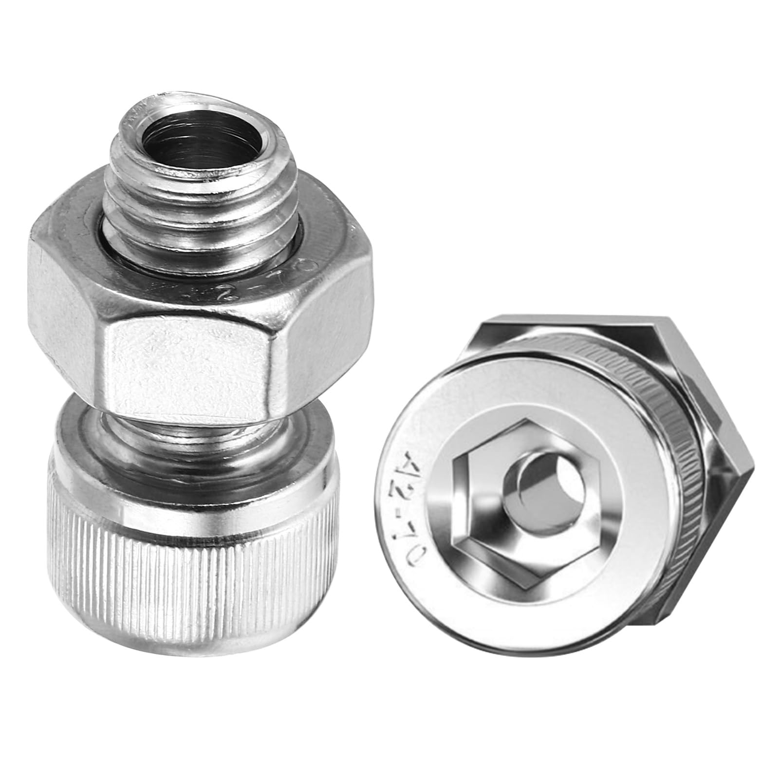 PATIKIL M14x25mm 304 Stainless Steel Hollow Bolt, 2 Set Cylindrical Hexagon Socket Screw Nut Kit Lamp Threading Screws Through Hole Fasteners