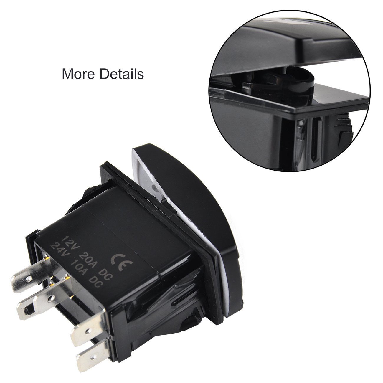 RCRunning Laser Rocker Switch with Wire Set (5 Female Terminal and 3 Male Terminal),5Pin 20A 12V On-Off LED Light Toggle Switch,for UTV Car Auto Truck Boat Marine