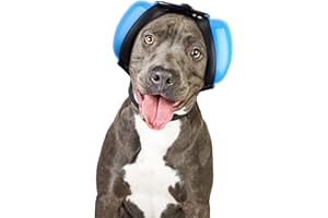 Famikako Dog Ear Muffs for Noise Protection, Noise Cancelling Headphones for Dogs, 25dB NRR Dog Earmuffs, Dog Ear Plugs for Hearing Protection from Thunder, Fireworks, Vacuums (L, Blue)