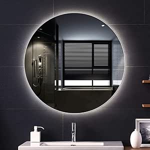 YVX Espejo de 80 cm, Espejo de baño Iluminado led Redondo con