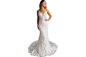 RAOMIAO Mermaid Wedding Dresses for Bride 2024 Lace Bridal Gowns Beach Bridal Dress for Wedding Gowns