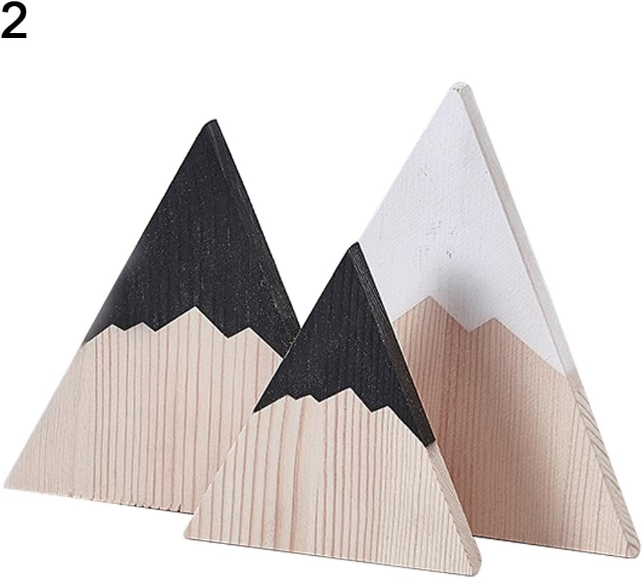 skgardeniamy 3 pieces/set wooden triangle mountain ornaments living room decoration gift, Wood, 2#, 13 (EU)