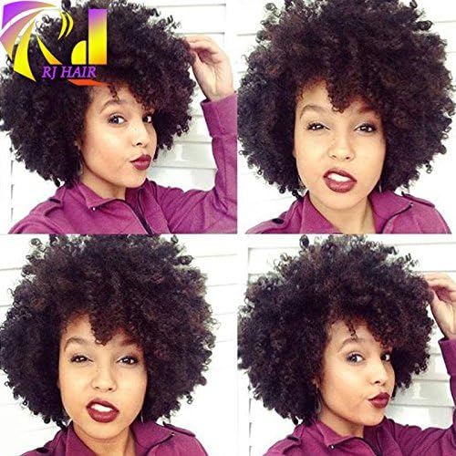 RJ HAIR Brazilian Curly U Part Wig 100 Remy Human Hair Wigs For African Black Women Glueless None Lace Wigs Afro Curly (12"U Part Wig)