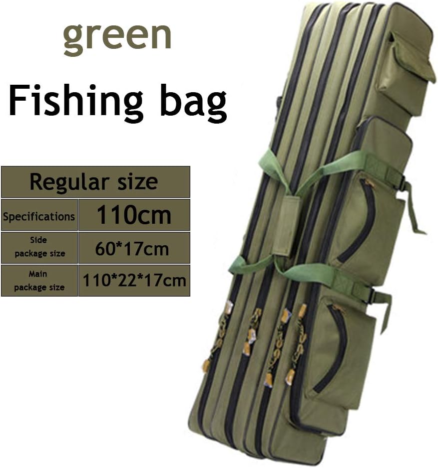 HEIFEN Portable Folding Fishing Rod Carrier Waterproof Oxford Material 1.2 M Three-Layer Fishing Bag Fishing Tackle Bag Large Capacity Wire Frame