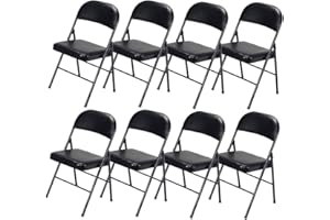 Imseigo 8 Pack Black Folding Chairs with Padded Seats, Portable Stackable Foldable Chairs for Indoor and Outdoor, Commercial Seat with Metal Frame for Events Office Wedding Party, 330lbs Capacity