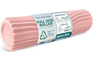 Oceanfoam Tidal Roller - Blush - Muscle Massage Foam Roller for Back Pain & Stretching - Firm and Ergonomic Wide Wave Textured - Yoga, Athletics, & Wellness - Full Size, 20" x 5"