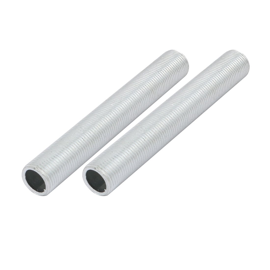 Sourcingmap Lamp Pipe Nipple, M12 Thread 85mm Length Hollow Lamps Repair Part Hardware for Lamp Lights, Zinc Alloy Silver Tone, Pack of 2