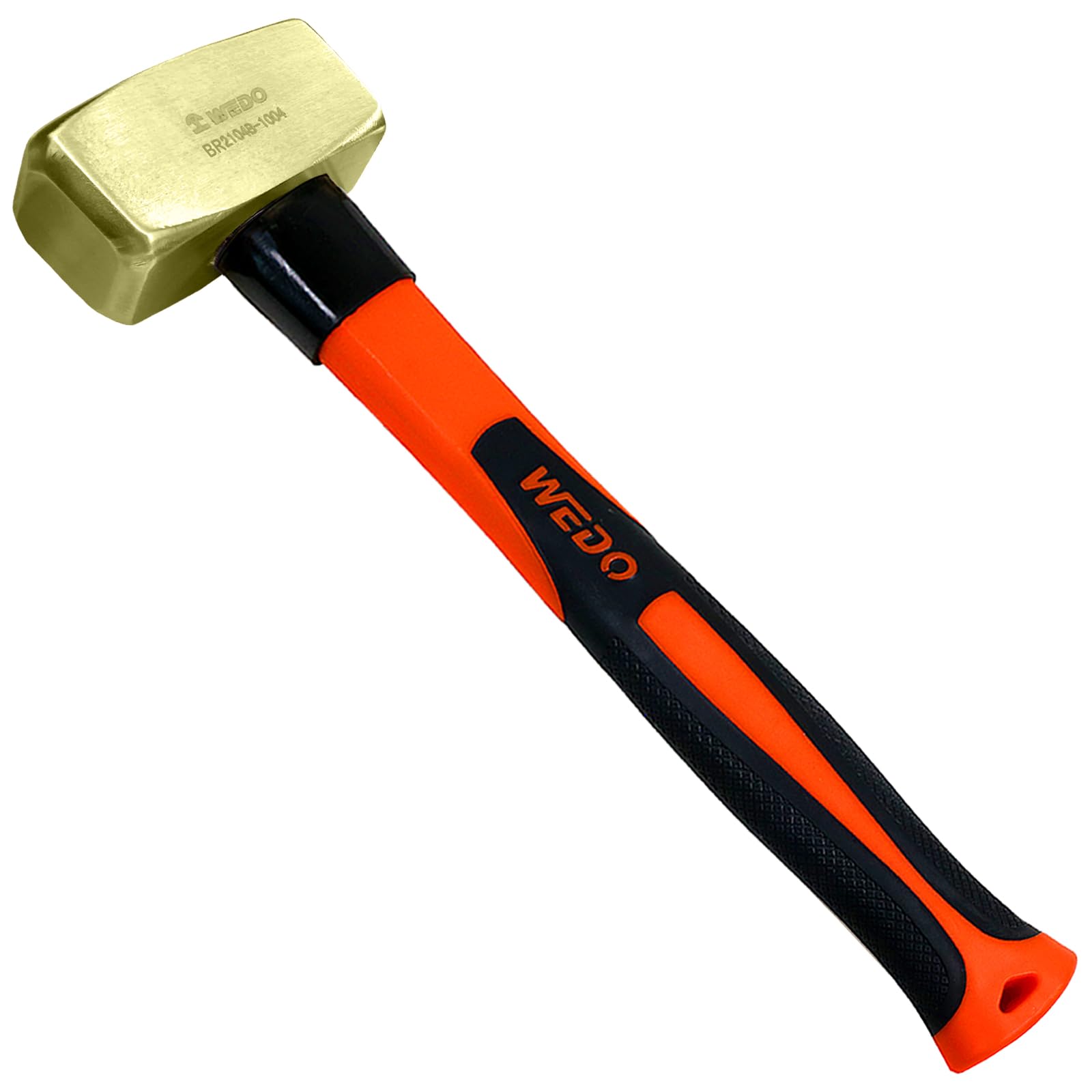WEDO Brass Sledgehammer 4.5lb(2000g), Club Hammer with Fiberglass Handle, Die-Forged, Corrosion Resistant, DIN Standard, Length 15"(400mm)