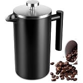 34 OZ Large French Press, Premium Stainless Steel French Press Coffee Maker | Sturdy Insulated French Coffee Press 4 - 8 Cups, Tea Presses for Home Kitchen Camping Travel Loose Tea, Elegant Black