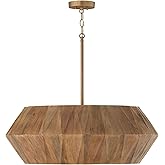 Capital Lighting 351061LW Nadeau Modern Artisan Art-Inspired Handcrafted Mango Wood Pendant Ceiling Light, 6-Light 360 Total 
