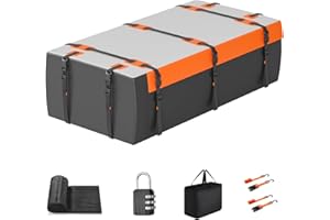 OUTMAX Rooftop Cargo Carrier Bag, 30 Cubic Feet Soft-Shell Waterproof Car Roof Luggage Bag for All Vehicles SUV, Include Reinforced Straps, Door Hooks, Anti-Slip Mat, Luggage Lock(Grey)