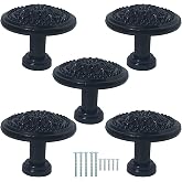 Eledabra Black Vintage Flower Cabinet Drawer Pulls Knobs Flower Embossing for Dresser Cupboard Wardrobe Furniture 5 PCS