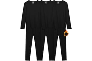 VZV 3 Set Girls Thermal Set Kids Thermal Underwear Fleece Lined Girls Base Layer Long Johns for Kids Cold Weather