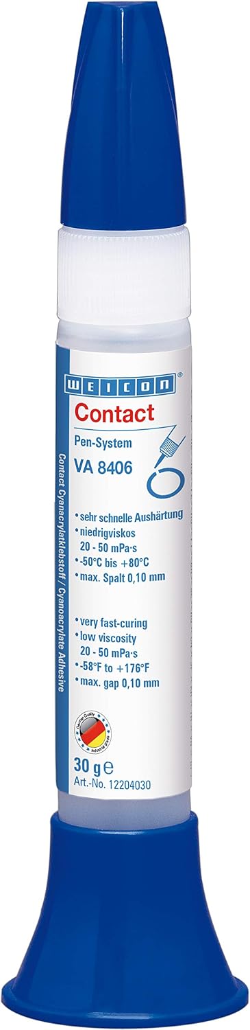 Weicon 12204030 Contact VA 8406 Cyanoacrylate 30 g Plastic Adhesive, clear, 30g