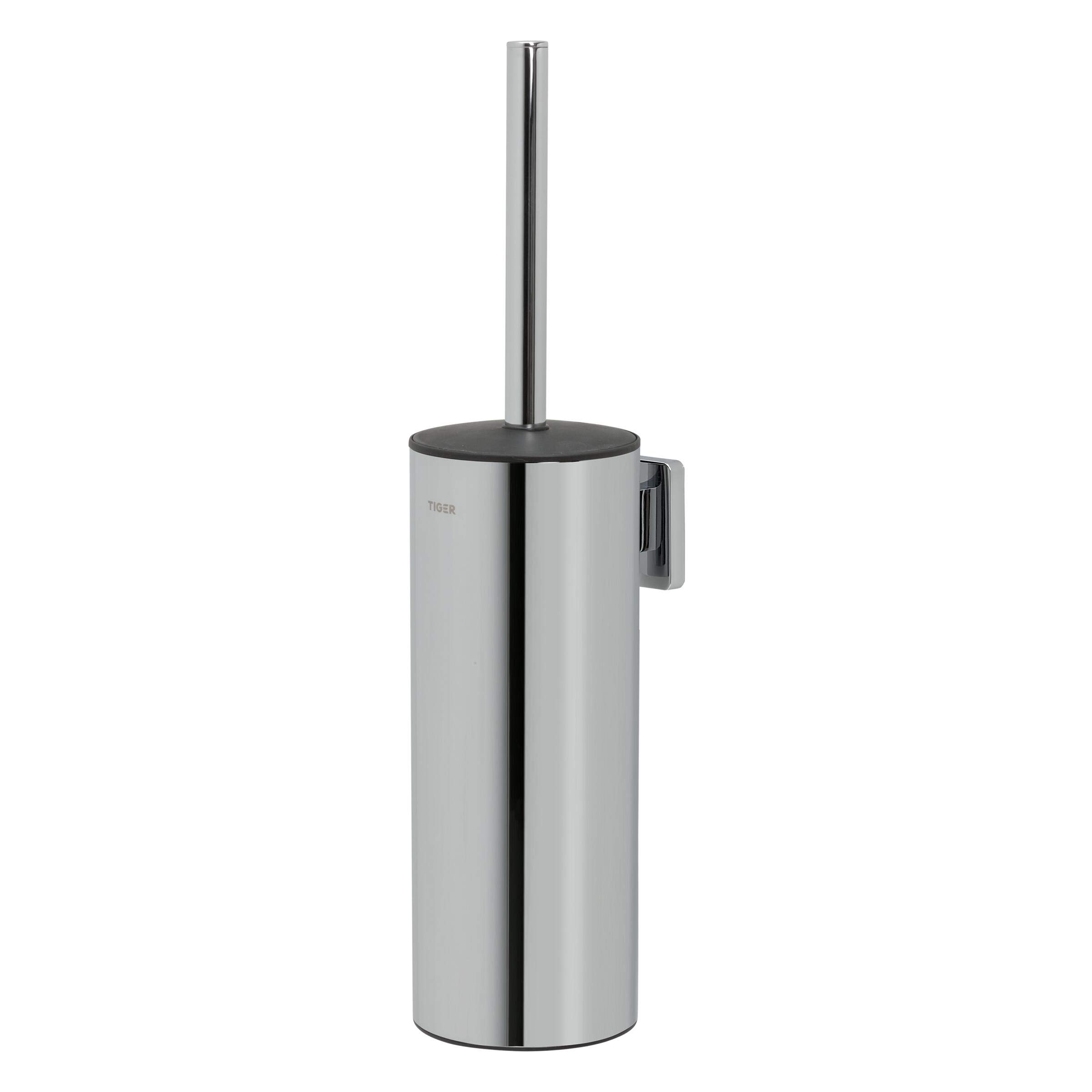 Tiger Dock Toilet Brush and Holder, Stainless Steel, Chrome, 8.9 x 38.2 x 11 cm