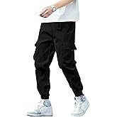 HOTake Men's Stretch Cotton Cargo Pants Elastic Waist Cargo Joggers
