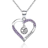 STHSPHOO Softball/Volleyball Birthstone Necklace Gifts for Girls Women - Sport Accessories Gifts Jewelry Birthday Gifts for Lovers Team Coach Player Things Items