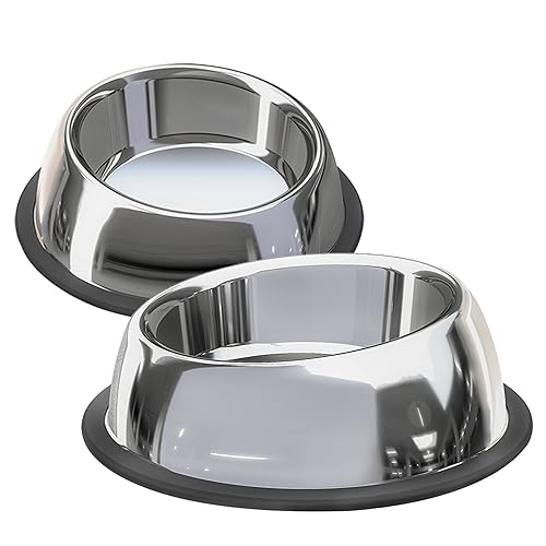 Nicelock Stainless Steel Slanted Dog Bowl(2 Pack), Removable Non
