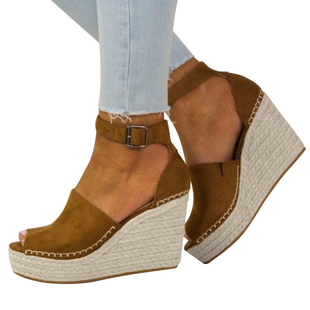 Beikoard Sandalen Keilabsatz Damen Schrubben Footbed Beach ...