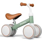 Phobby Baby Balance Bike Ride Toy for 1 2 Years Old Adjustable Seat, Green | 4 Wheels, Sturdy Steel Frame, Non-Slip Handles, Soft PU Seat, Indoor Outdoor Play, First Birthday Gift for Toddler Boys Girls
