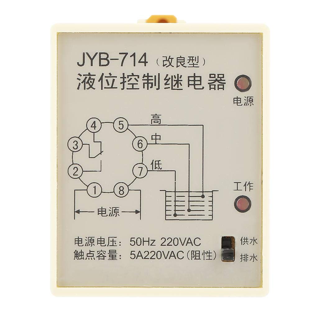 JYB-714 Liquid Level Relay, 220V Water Level Controller with Base for Civil Construction, Water Towers, Sewage Treatment Small Power Consumption