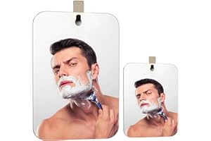 XoYo-2PCS Fogless Shower Mirror, Includes 2 Adhesive Hooks, Anit-Fog Shower Mirror, Shower Makeup Shave Mirror, Frameless Shower Mirror, Wall Hanging Mirror (Large+Small)