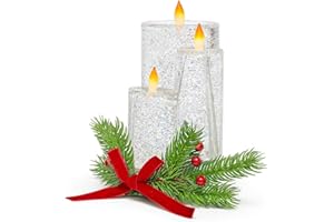 Christmas Tabletop Snow Globe Candle Water Spinning LED Lighted Acrylic Candle Décor Battery Operated Christmas Decoration (6.8" H x 4.8" W x 4.8" D) by Moments in Time