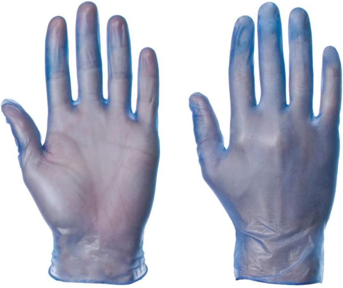 Powdered Vinyl Latex Free Medical Disposable Gloves - Box of 100 (Small, Blue)