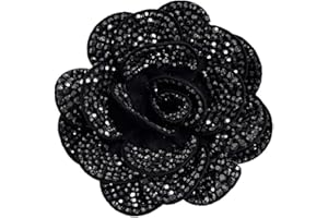 NEWZENRO Rhinestone Rose Flower Brooch Lapel Pins for Women Her Fashion Crystal Camellia Flower Brooches Pin for Dress Accessories Jewelry Boutonniere Corsage Wedding Party Birthday Gift 70mm