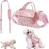Dog Lift Harness Backpack for Small Dogs Cats, Adjustable Straps Dog Sling Carrier Full Body for Hiking, Travel, Outdoor &ndash; Pink Medium