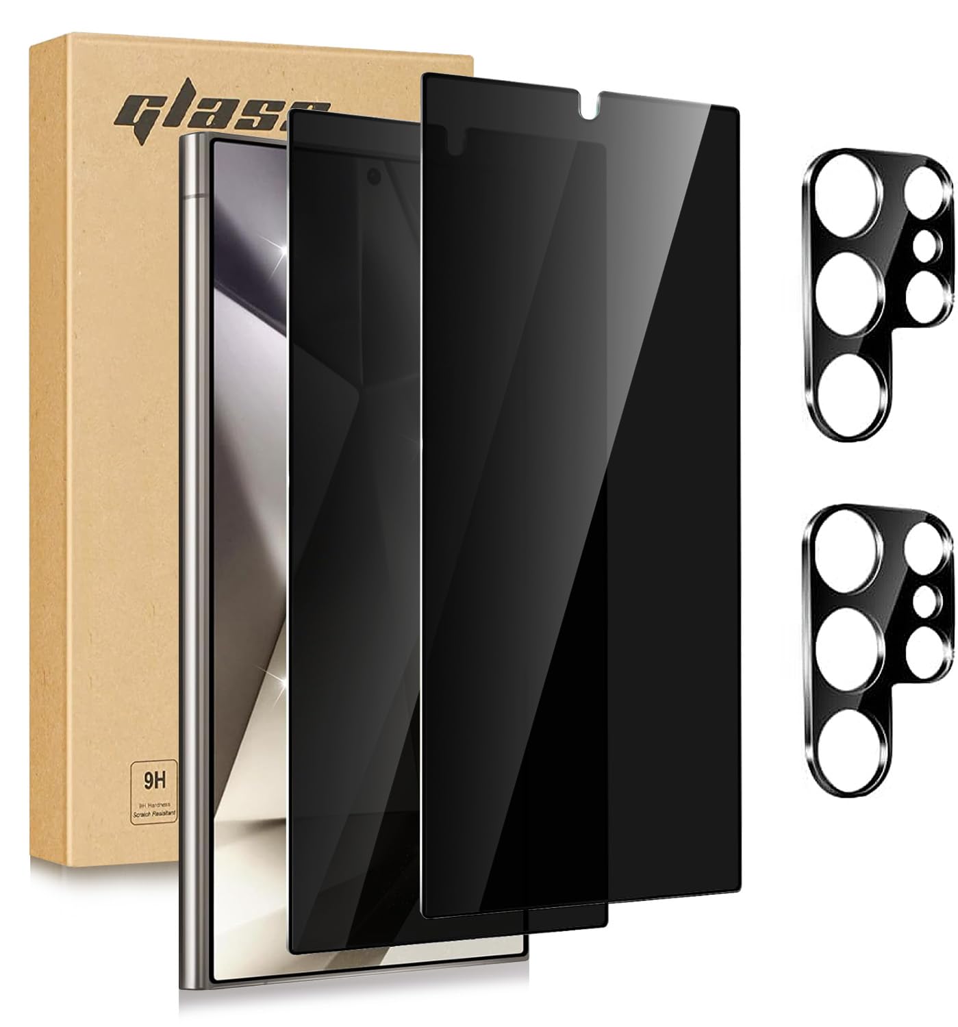 Photo 1 of Prybaw [2+2 Pack for Samsung Galaxy S25 Ultra Privacy Screen Protector Tempered Glass with Camera Lens Protector - High Transparency, Shockproof, Anti-Smudge, Supports Fingerprint Unlock