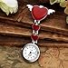 Top Plaza Womens Girls Heart Angle Wing Nurse Fob Clip On Brooch Hanging Pocket Watch - Red