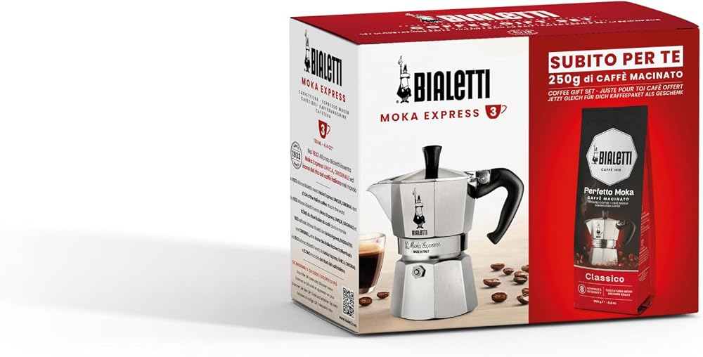 Bialetti 3544 3tz Express Moka Pot with Perfect Classic Moka 250 g Black