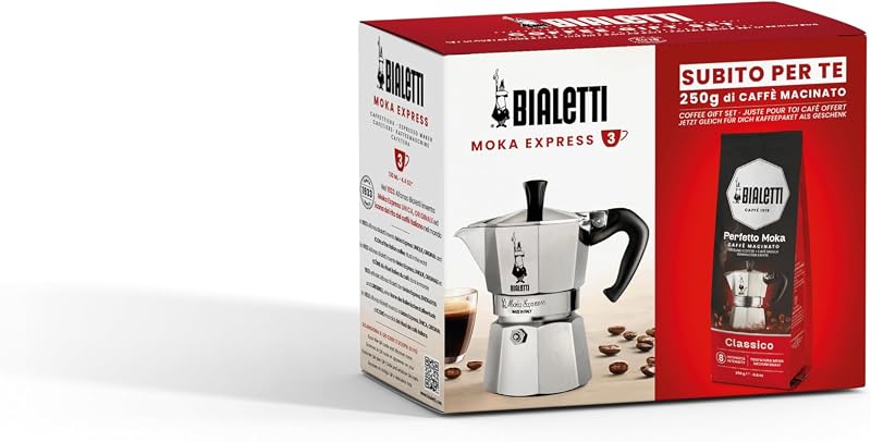 Bialetti 3544 3tz Express Moka Pot with Perfect Classic Moka 250 g Black