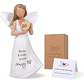 XPLOREFIELDS 50th Birthday Gifts for Women, Angel Figurine for 1976 Born Mom, Wife, Sister, Hand-Painted, Unique Gift Idea, Milestone Keepsake